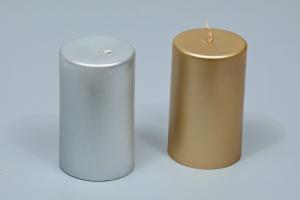 свеча столбик металлизированная 6*10 см