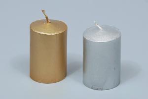 свеча столбик металлизированная 4*6 см